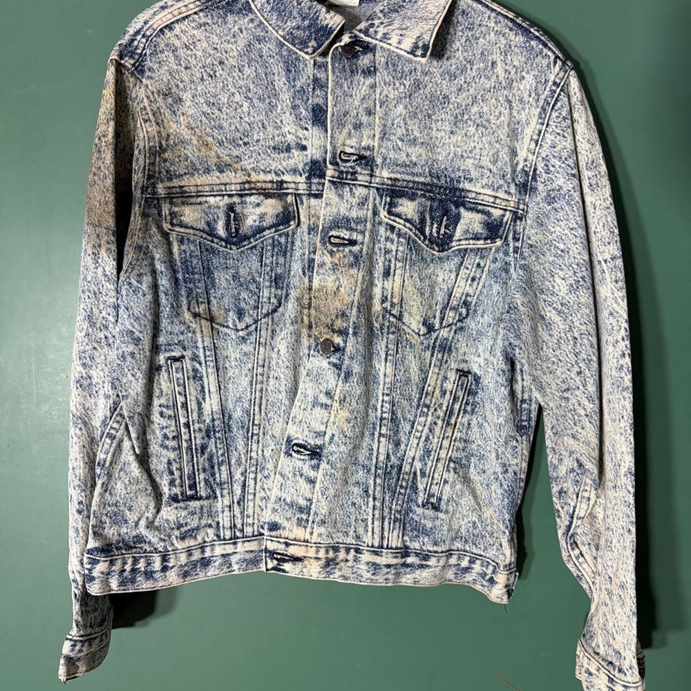 Bristol Blues Vintage 1980s Acid Wash Denim Jacket Distressed Blue Womens Medium